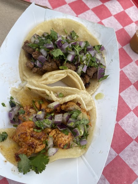 Street-style asada and shrimp tacos